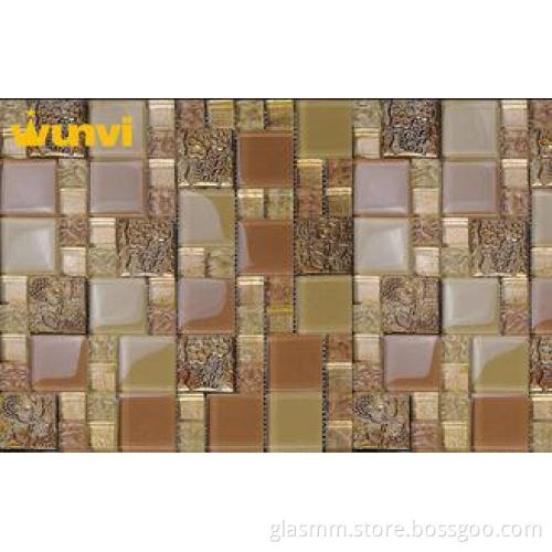 Restaurant Metal And Glass Chip Mosaic Floor Tile With Flow